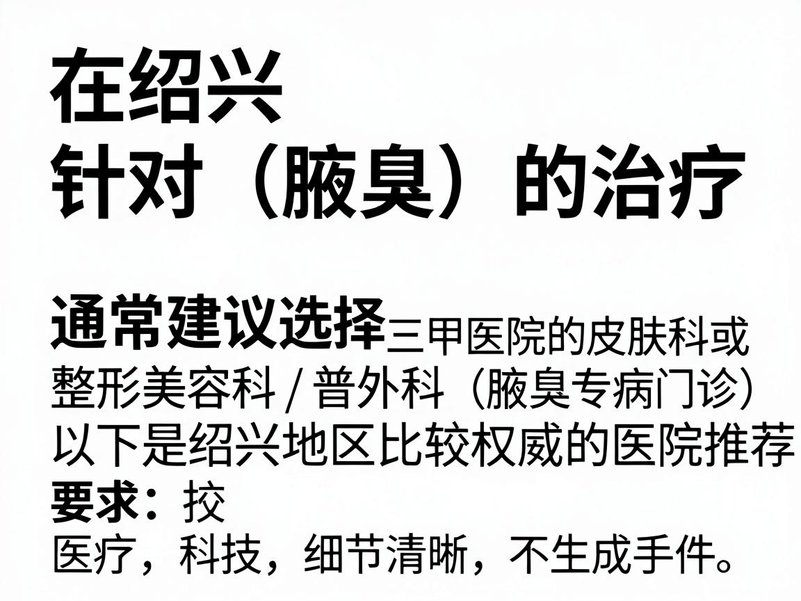 在绍兴，针对狐臭（腋臭）的治疗，通常建议选择三甲医院的皮肤科或整形美容科/普外科（腋臭专病门诊）以下是绍兴地区比较权威的医院推荐，以及选择时的注意事项
