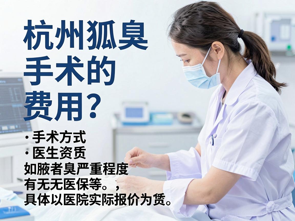 杭州狐臭手术的费用因医院等级、手术方式、医生资质及患者具体情况（如腋臭严重程度、有无医保等）差异较大。以下为参考范围，具体以医院实际报价为准