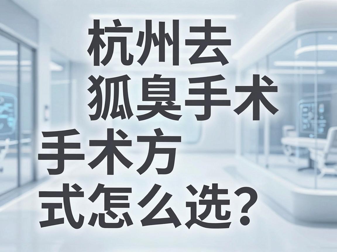 杭州去狐臭手术，手术方式怎么选？去狐臭手术核心关键点全解析