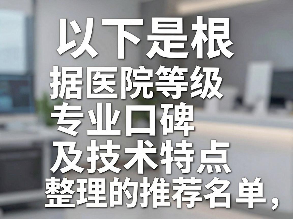 以下是根据医院等级、专业口碑及技术特点整理的推荐名单，供你参考
