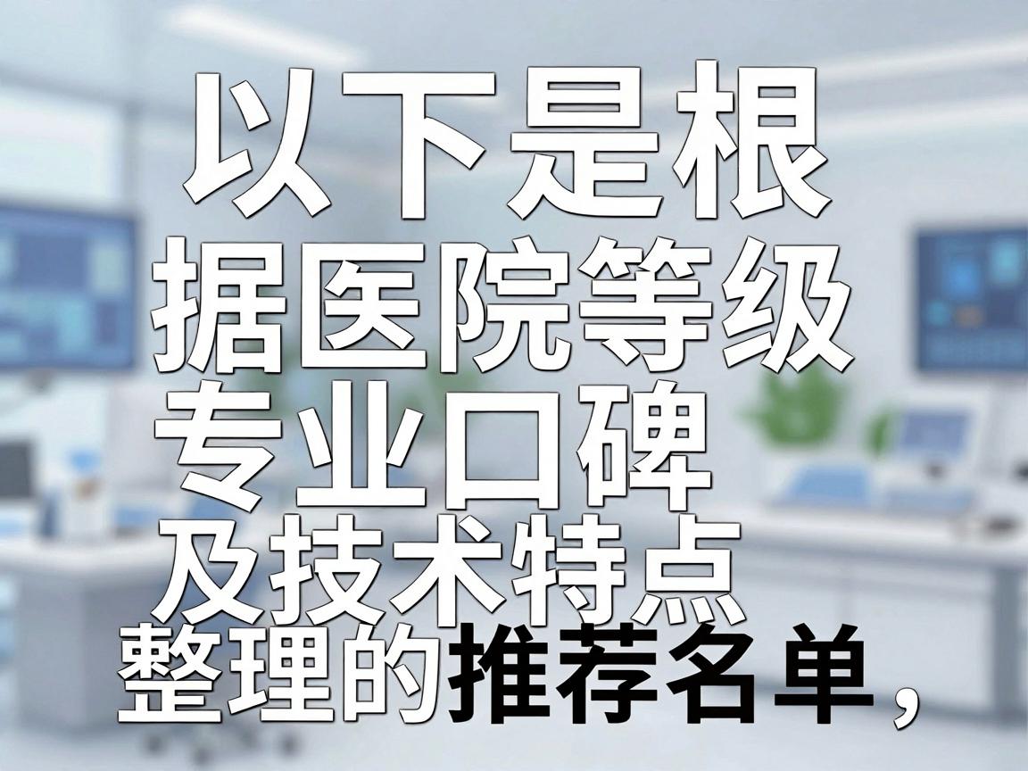 以下是根据医院等级、专业口碑及技术特点整理的推荐名单，供你参考
