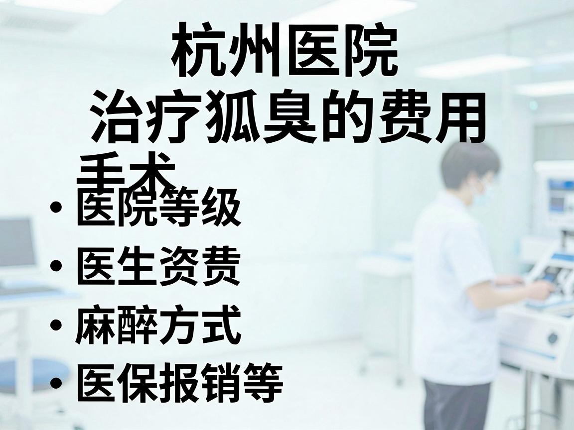 杭州医院治疗狐臭的费用因手术方式、医院等级、医生资质、麻醉方式及医保报销等因素差异较大，通常范围在3000元至15000元之间，以下是具体参考