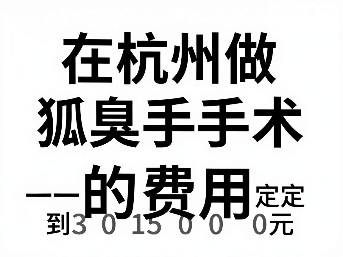 在杭州做狐臭手术的费用，通常没有一个固定的数字，但根据市场行情和医院的定价，总费用一般在 3000元 到 15000元 之间