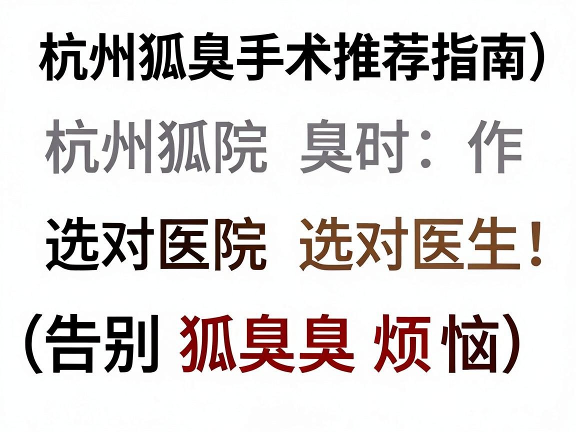 杭州狐臭手术推荐，选对医院选对医生，告别狐臭烦恼（杭州狐臭手术推荐指南）