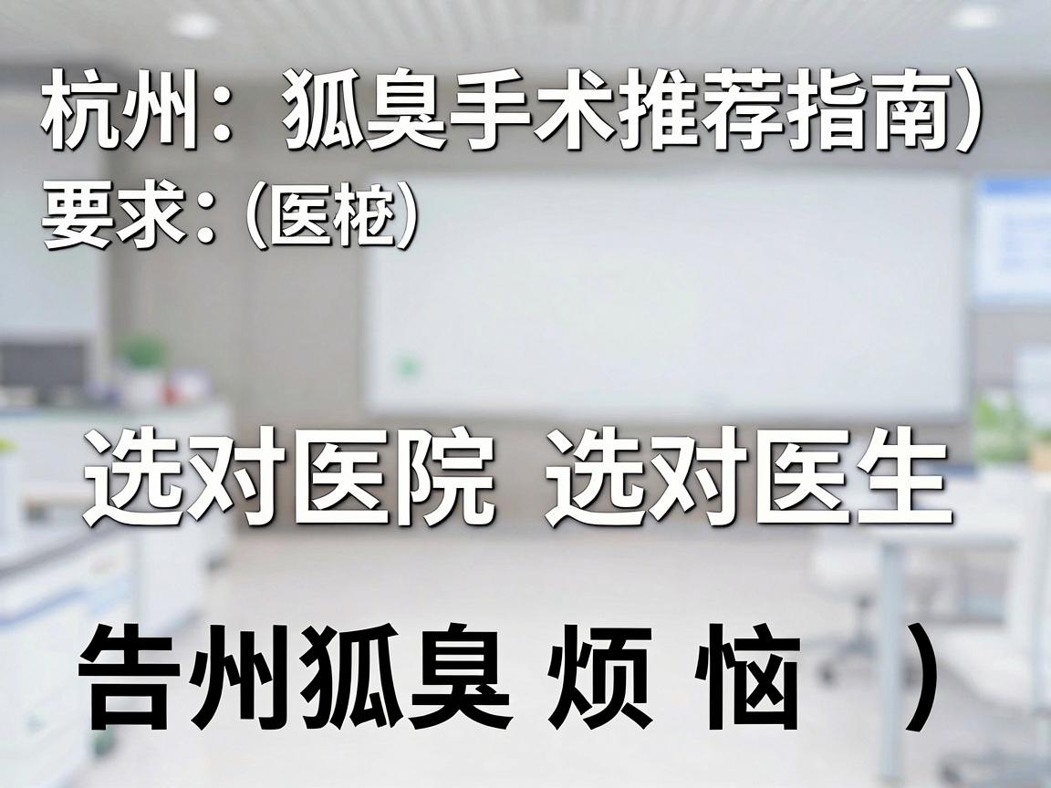 杭州狐臭手术推荐，选对医院选对医生，告别狐臭烦恼（杭州狐臭手术推荐指南）