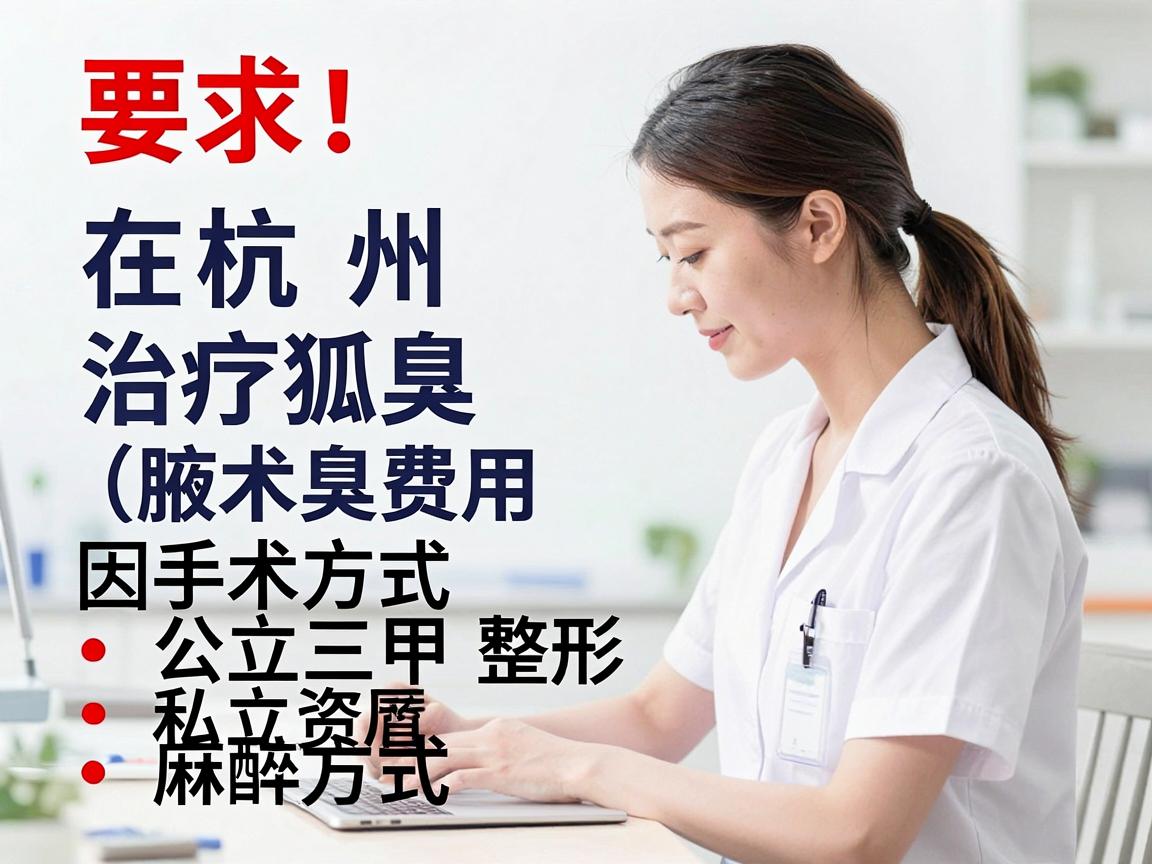 在杭州，治疗狐臭（腋臭）的手术费用因手术方式、医院等级（公立三甲 vs 私立整形）医生资历以及麻醉方式的不同而有较大差异