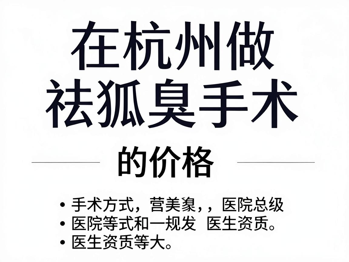 在杭州做祛狐臭手术的价格因手术方式、医院等级和医生资质等因素差异较大。以下是综合参考信息（具体以医院最新报价为准）