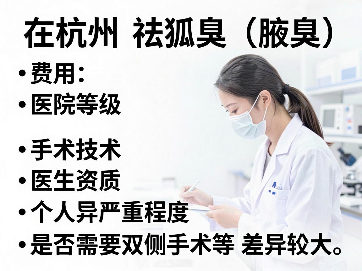 在杭州，祛狐臭（腋臭）手术的费用因医院等级、手术技术、医生资质及个人情况（如异味严重程度、是否需要双侧手术等）差异较大。以下是大致的费用范围供参考