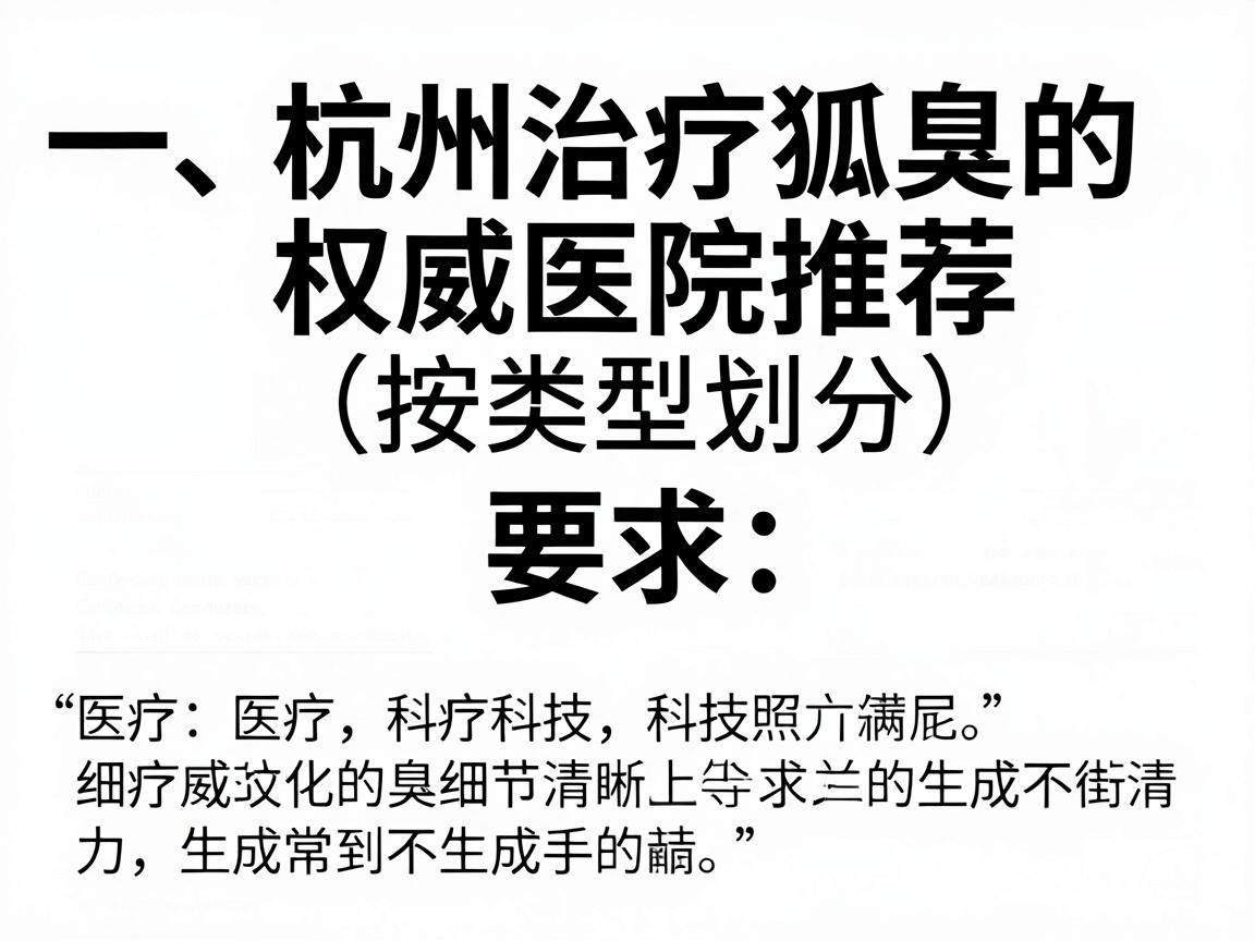 一、杭州治疗狐臭的权威医院推荐（按类型划分）