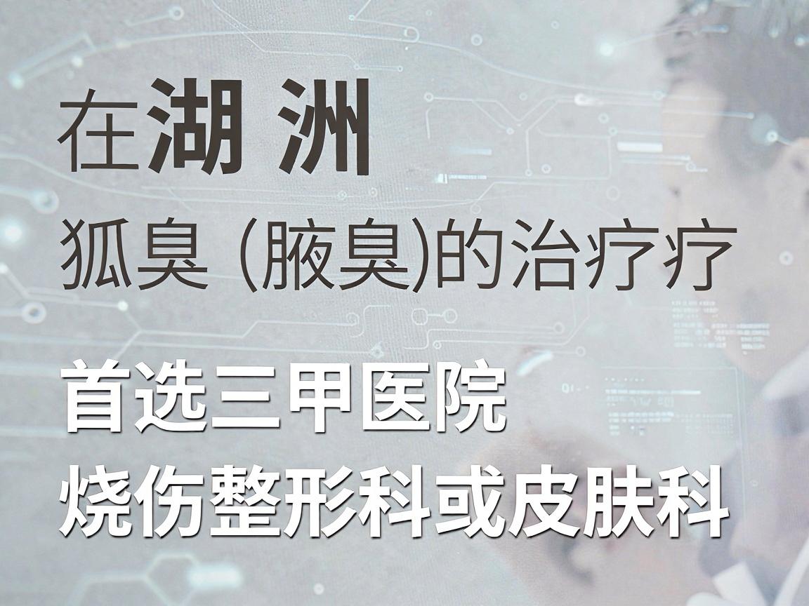 在湖州，针对狐臭（腋臭）的治疗，首选三甲医院的烧伤整形科或皮肤科。狐臭手术属于美容整形外科范畴，三甲医院在设备、麻醉安全和术后感染控制方面更有保障