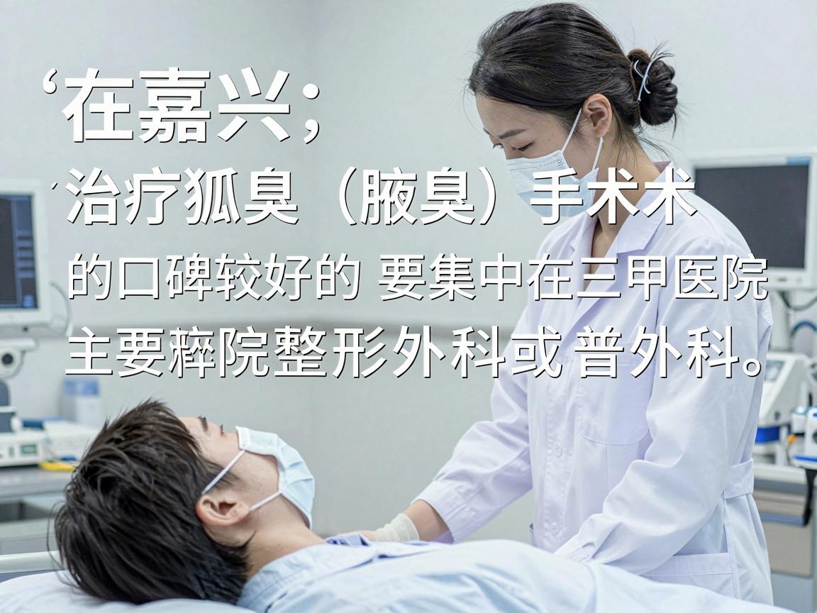 在嘉兴,治疗狐臭(腋臭)手术的口碑较好的公立医院主要集中在三甲医院的整形外科或普外科。选择时优先考虑三甲医院,因为它们在无菌环境、麻醉安全和术后管理上更有保障 在嘉兴,治疗狐臭(腋臭)手术的口碑较好的公立医院主要集中在三甲医院的整形外科或普外科。选择时优先考虑三甲医院,因为它们在无菌环境、麻醉安全和术后管理上更有保障