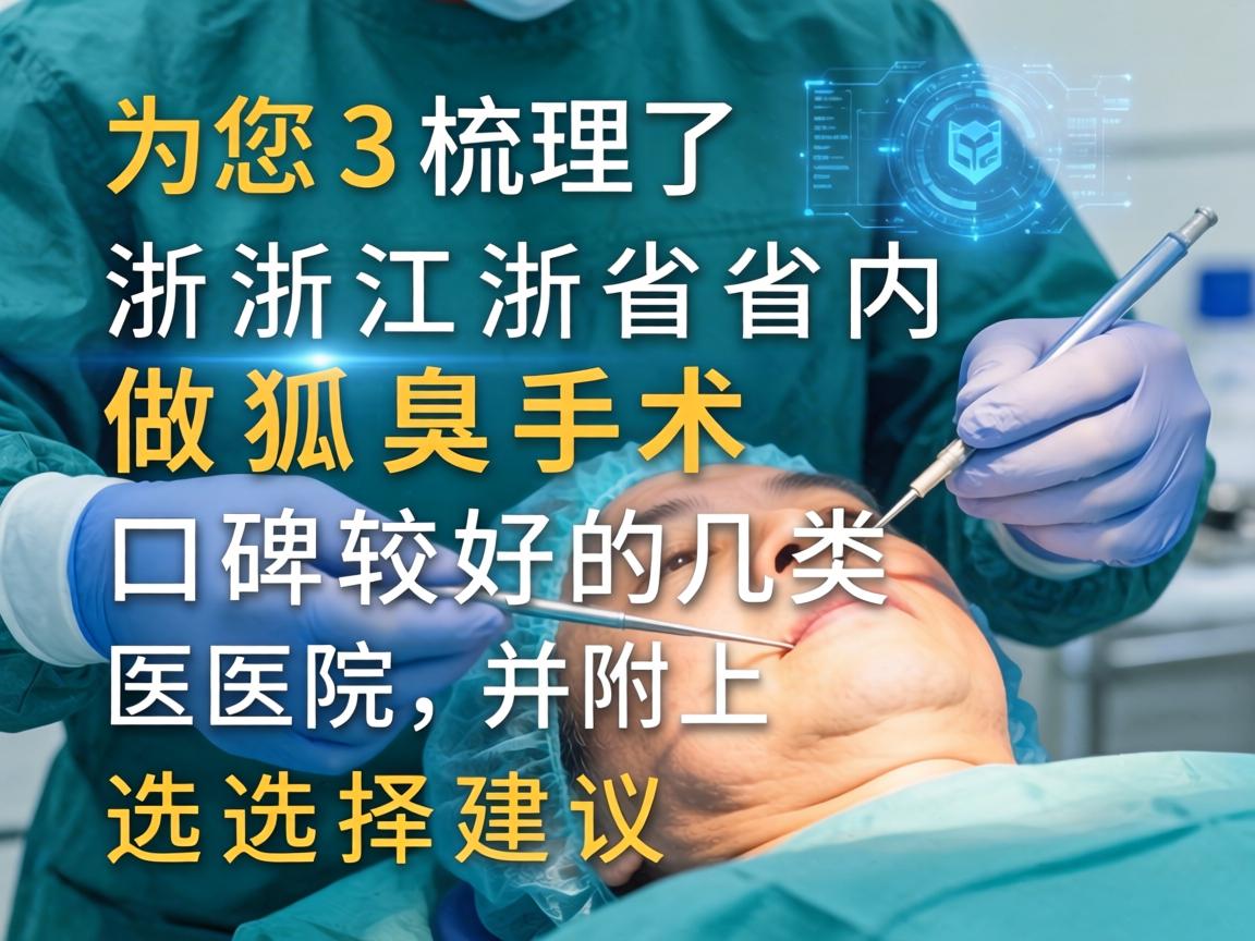 以下为您梳理了浙江省内做狐臭手术口碑较好的几类医院，并附上选择建议