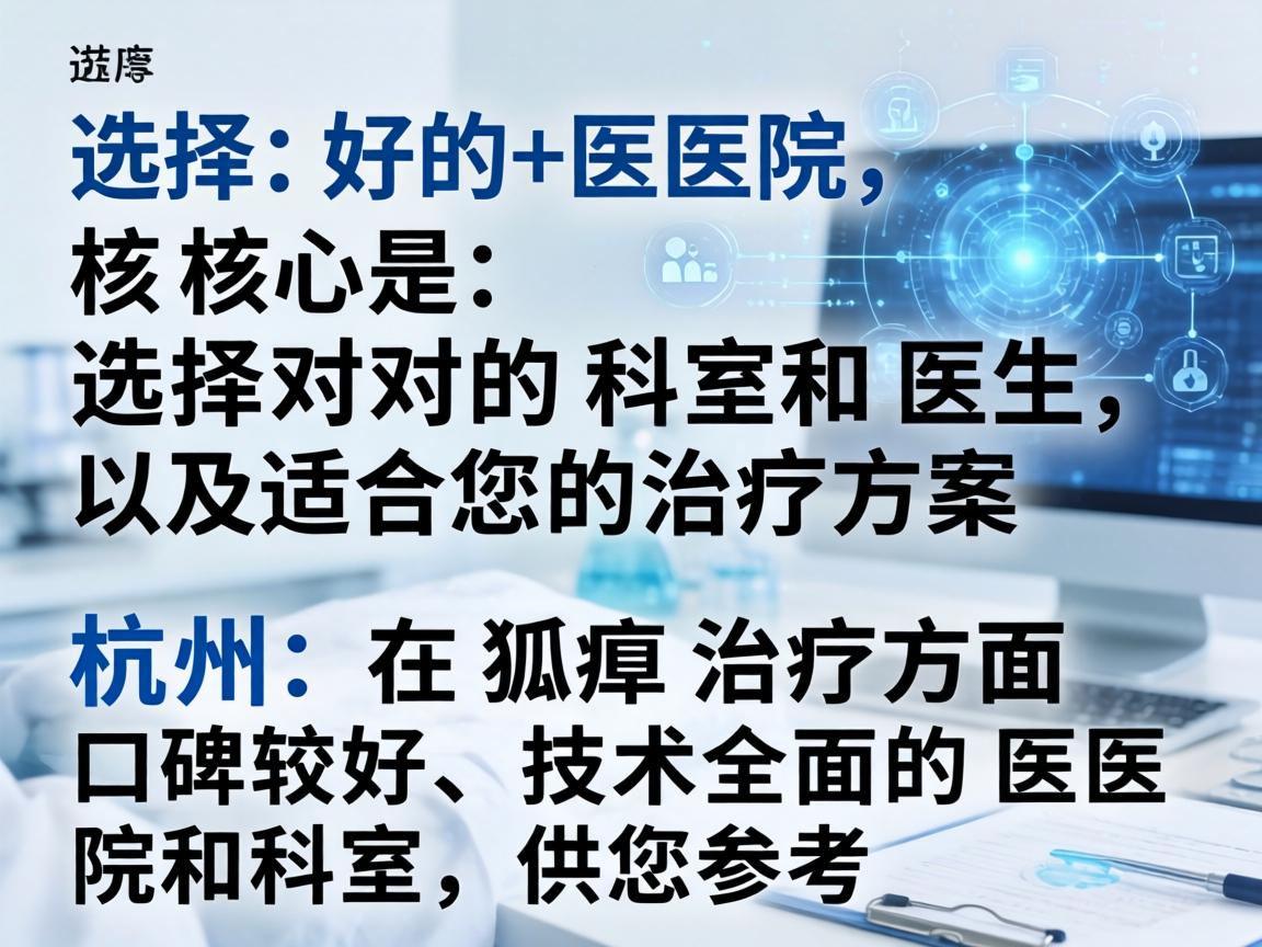 选择好的医院，核心是选择对的科室和医生，以及适合您的治疗方案。以下是杭州在狐臭治疗方面口碑较好、技术全面的医院和科室，供您参考