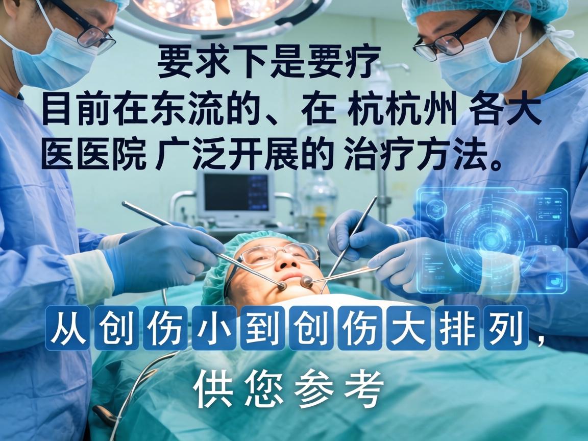 以下是目前主流的、在杭州各大医院广泛开展的治疗方法，从创伤小到创伤大排列，供您参考