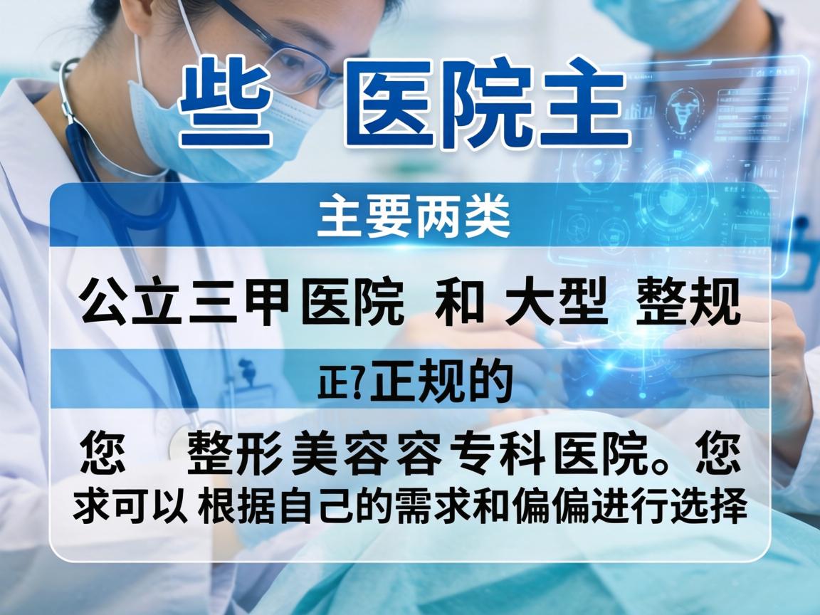 这些医院主要分为两大类，公立三甲医院 和 大型正规的整形美容专科医院。您可以根据自己的需求和偏好进行选择