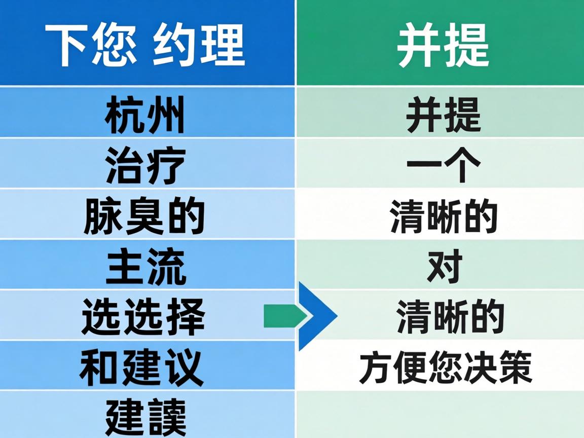 以下为您梳理杭州治疗腋臭的主流选择和建议，并提供一个清晰的对比表格，方便您决策