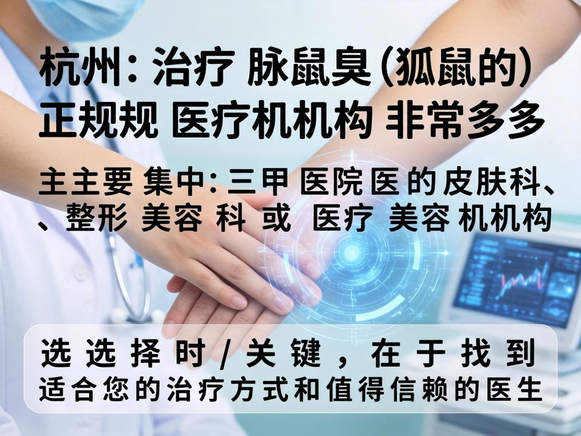 在杭州，治疗腋臭（狐臭）的正规医疗机构非常多，主要集中在三甲医院的皮肤科、整形美容科或医疗美容机构。选择时，关键在于找到适合您的治疗方式和值得信赖的医生