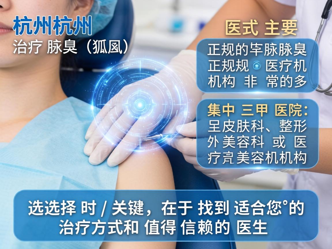在杭州，治疗腋臭（狐臭）的正规医疗机构非常多，主要集中在三甲医院的皮肤科、整形美容科或医疗美容机构。选择时，关键在于找到适合您的治疗方式和值得信赖的医生