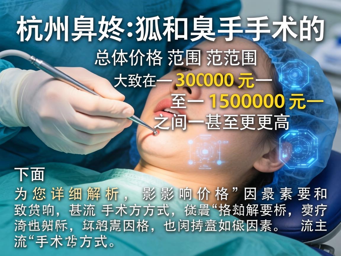 在杭州，狐臭手术的总体价格范围大致在 3000元 至 15000元 之间，甚至更高。下面为您详细解析影响价格的因素和主流手术方式