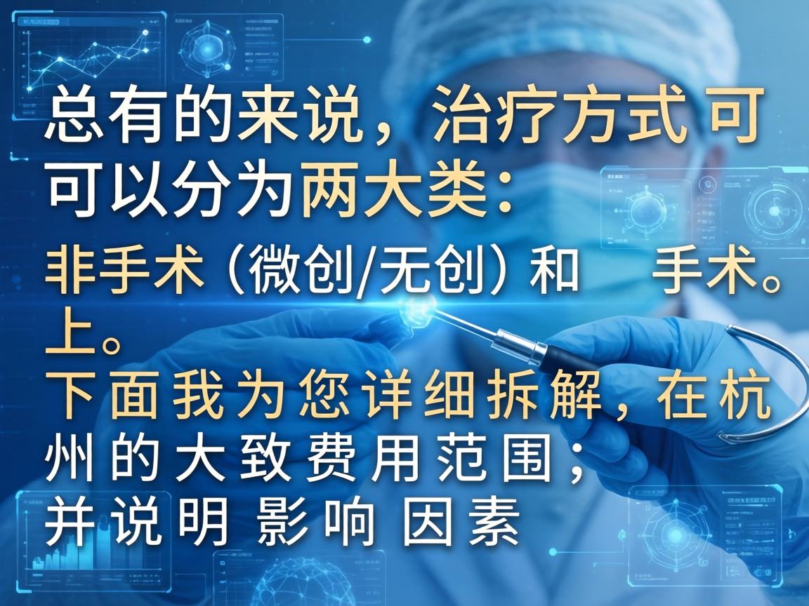 总的来说，治疗方式可以分为两大类，非手术（微创/无创）和 手术。下面我为您详细拆解在杭州的大致费用范围，并说明影响因素