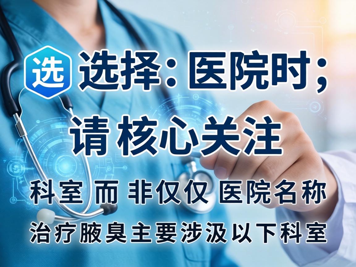选择医院时，请核心关注 科室 而非仅仅医院名称。治疗腋臭主要涉及以下科室