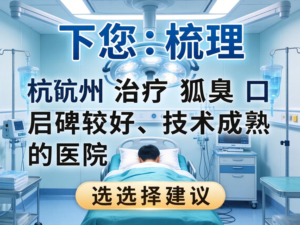 以下为您梳理杭州治疗狐臭口碑较好、技术成熟的医院，并附上选择建议