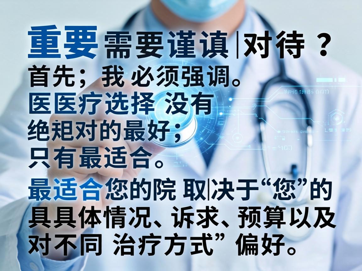 这是一个非常重要且需要谨慎对待的问题。首先，我必须强调，医疗选择没有绝对的最好，只有最适合。最适合您的医院取决于您的具体情况、诉求、预算以及对不同治疗方式的偏好