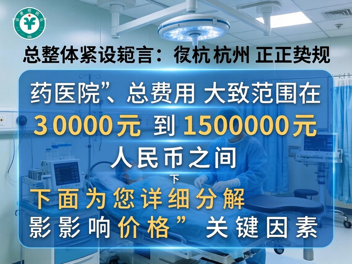 总体而言，在杭州正规医院，总费用大致范围在 3000元 到 15000元 人民币之间。下面为您详细分解影响价格的关键因素