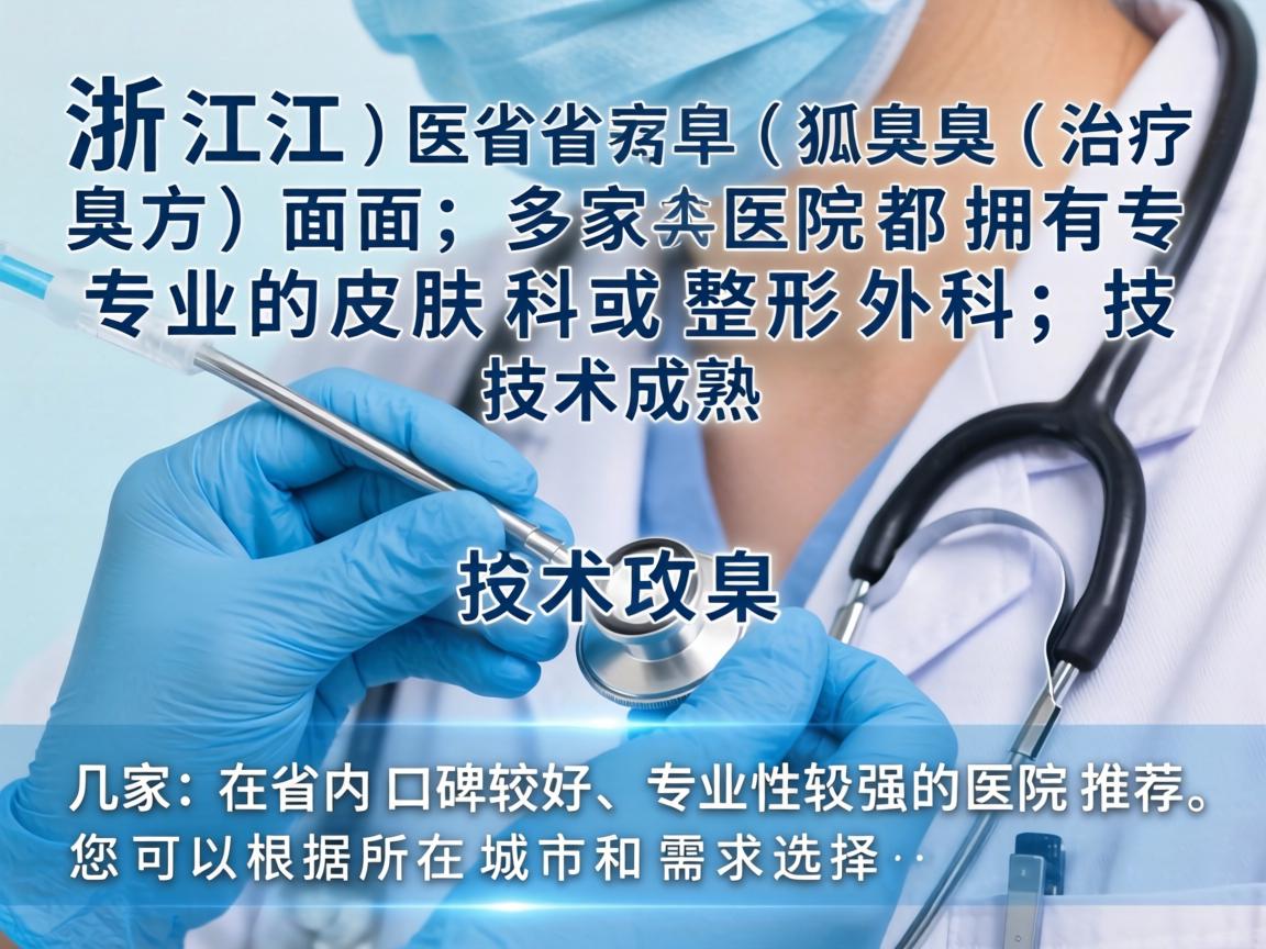 浙江省在狐臭（腋臭）治疗方面，多家医院都拥有专业的皮肤科或整形外科，技术成熟。以下是几家在省内口碑较好、专业性较强的医院推荐，您可以根据所在城市和需求选择