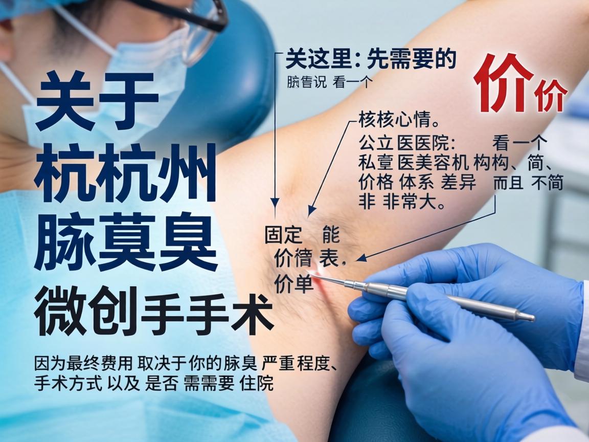 关于杭州腋臭微创手术的价格，这里需要先说明一个核心情况，公立医院和私立医美机构的价格体系差异非常大，而且不能简单看一个固定价格表，因为最终费用取决于你的腋臭严重程度、手术方式以及是否需要住院