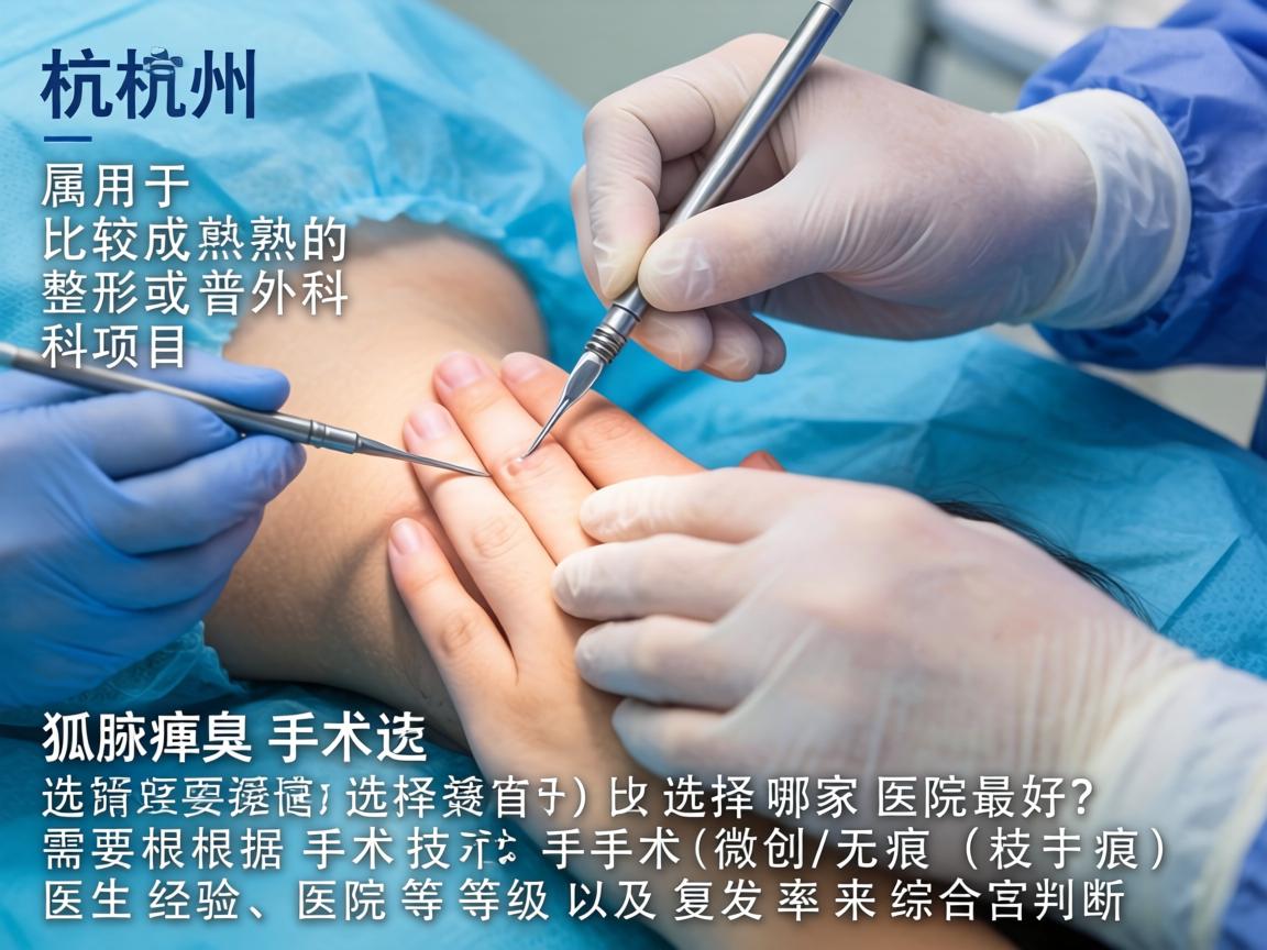 在杭州，腋臭手术（狐臭手术）属于比较成熟的整形或普外科项目。选择哪家医院最好，需要根据手术技术（微创/无痕）医生经验、医院等级以及复发率来综合判断