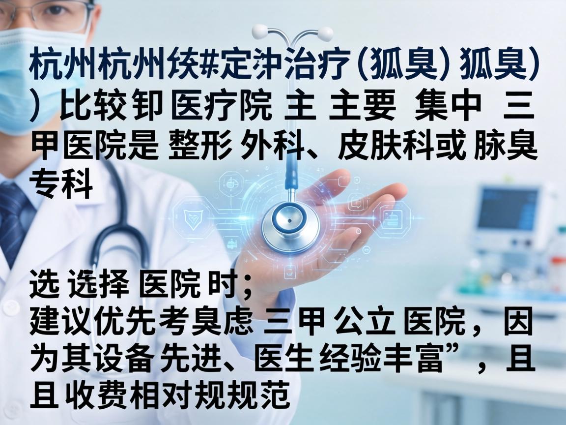 在杭州，治疗狐臭（腋臭）比较好的医院主要集中在三甲医院的整形外科、皮肤科或腋臭专科。选择医院时，建议优先考虑三甲公立医院，因为其设备先进、医生经验丰富，且收费相对规范