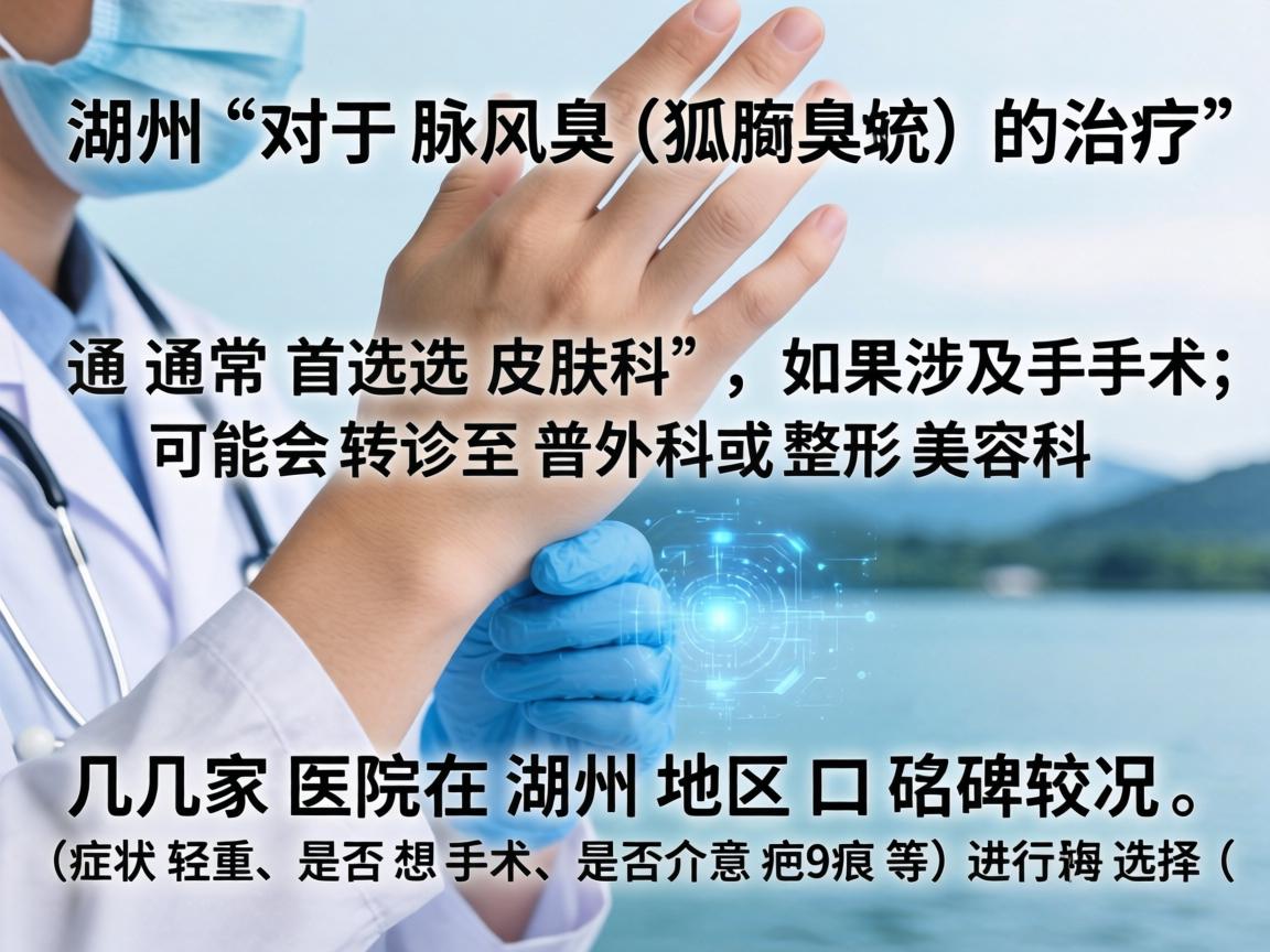 在湖州，对于腋臭（狐臭）的治疗，通常首选皮肤科，如果涉及手术，可能会转诊至普外科或整形美容科。以下几家医院在湖州地区口碑较好，你可以根据自身情况（如症状轻重、是否想手术、是否介意疤痕等）进行选择