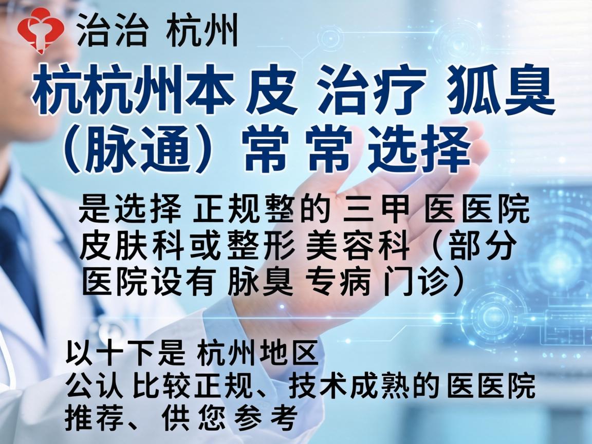 在杭州，治疗狐臭（腋臭）通常选择正规的三甲医院皮肤科或整形美容科（部分医院设有腋臭专病门诊）以下是杭州地区公认比较正规、技术成熟的医院推荐，供您参考