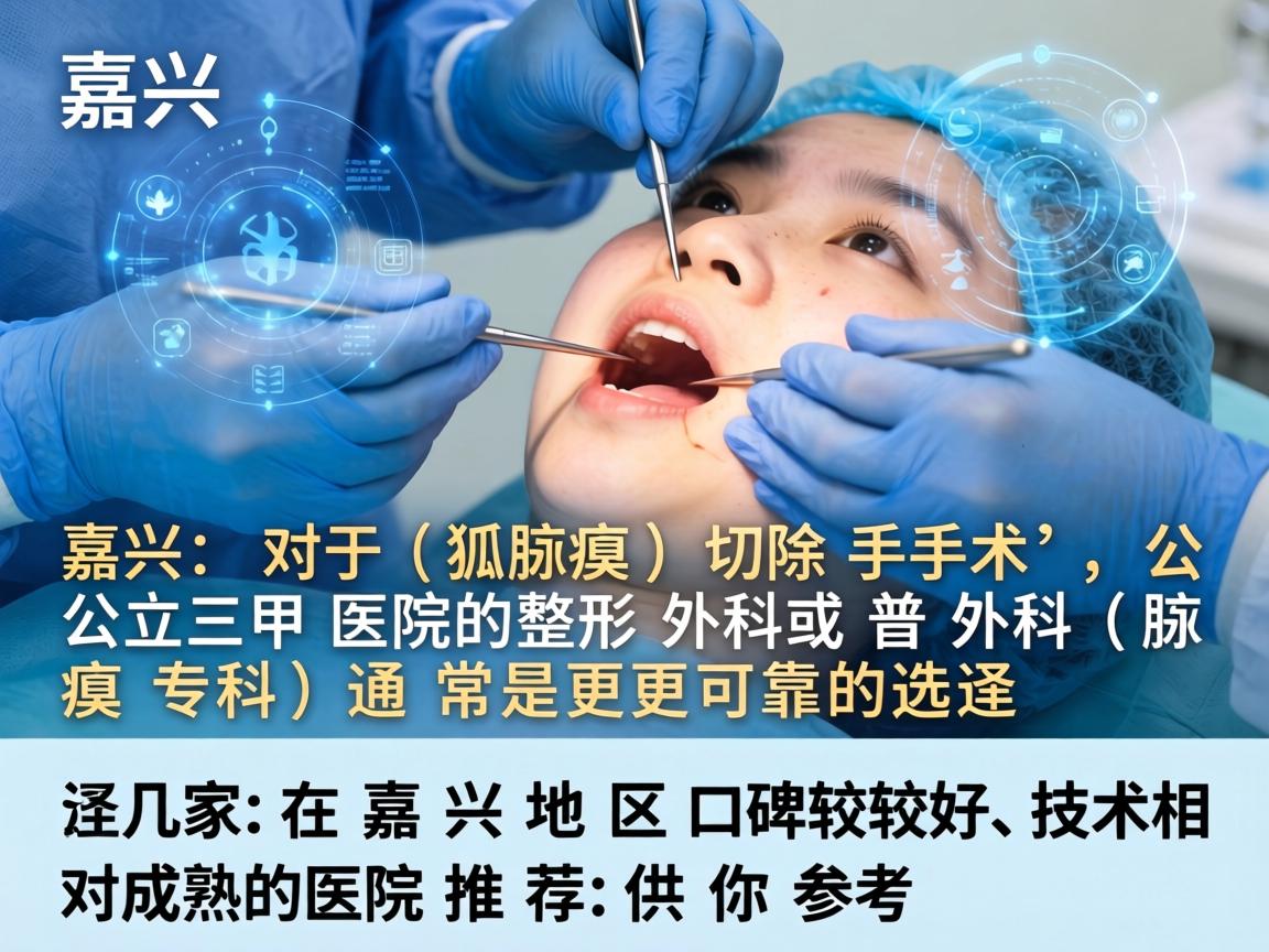 在嘉兴，对于狐臭（腋臭）切除手术，公立三甲医院的整形外科或普外科（腋臭专科）通常是更可靠的选择。以下是几家在嘉兴地区口碑较好、技术相对成熟的医院推荐，供你参考