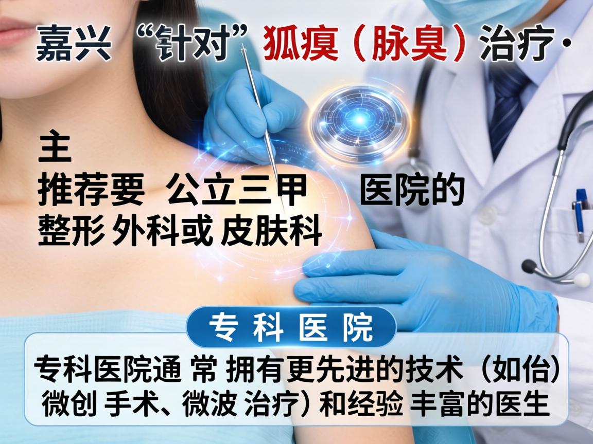 在嘉兴，针对狐臭（腋臭）的治疗，主要推荐公立三甲医院的整形外科或皮肤科。专科医院通常拥有更先进的技术（如微创手术、微波治疗）和经验丰富的医生