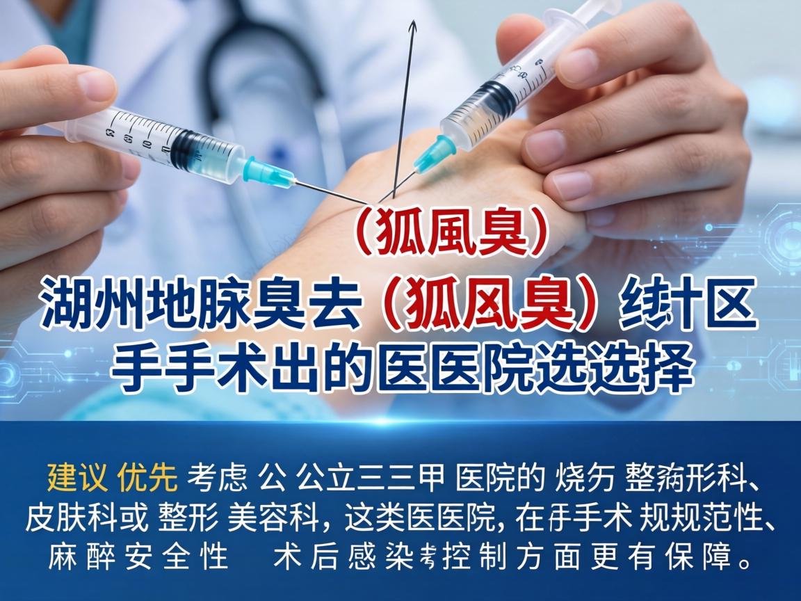 针对湖州地区去腋臭（狐臭）手术的医院选择，建议优先考虑公立三甲医院的烧伤整形科、皮肤科或整形美容科，这类医院在手术规范性、麻醉安全性和术后感染控制方面更有保障