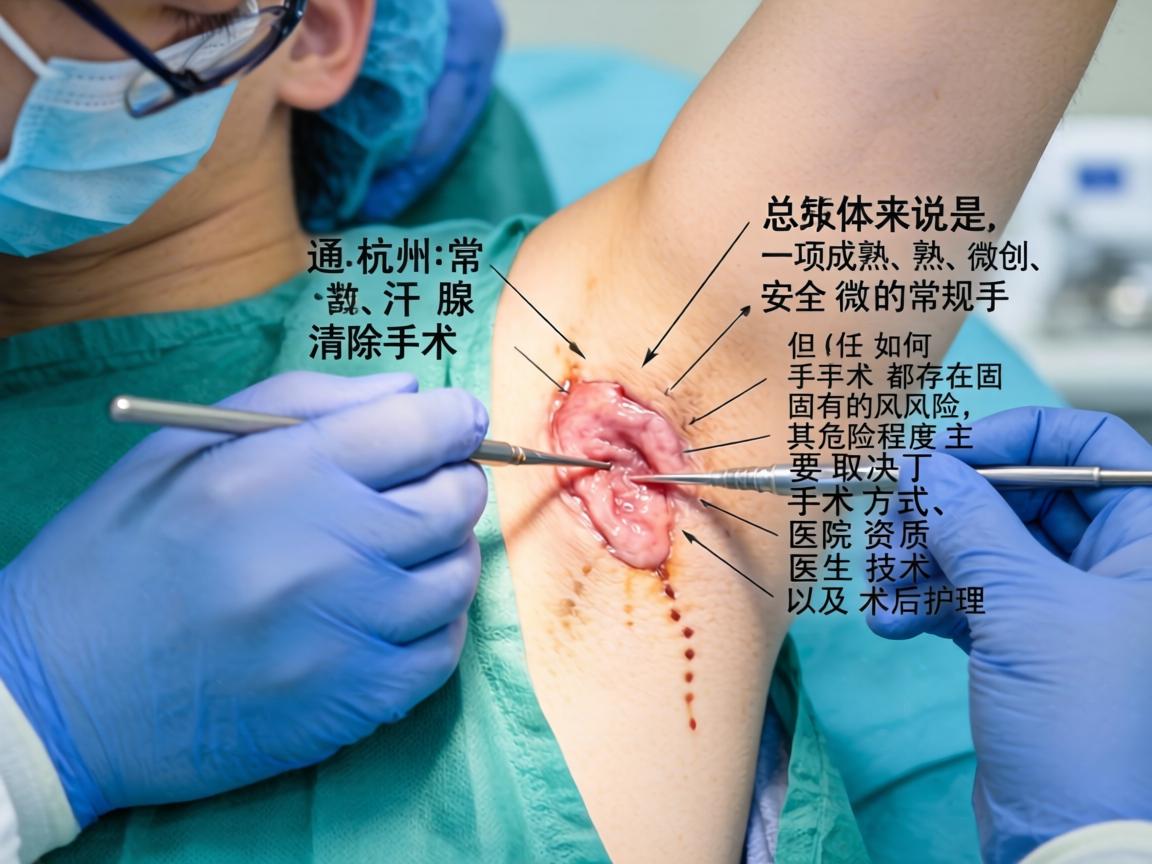 在杭州进行腋臭手术（通常指大汗腺清除术）总体来说是一项成熟、安全、微创的常规手术。但任何手术都存在固有的风险，其危险程度主要取决于手术方式、医院资质、医生技术以及术后护理