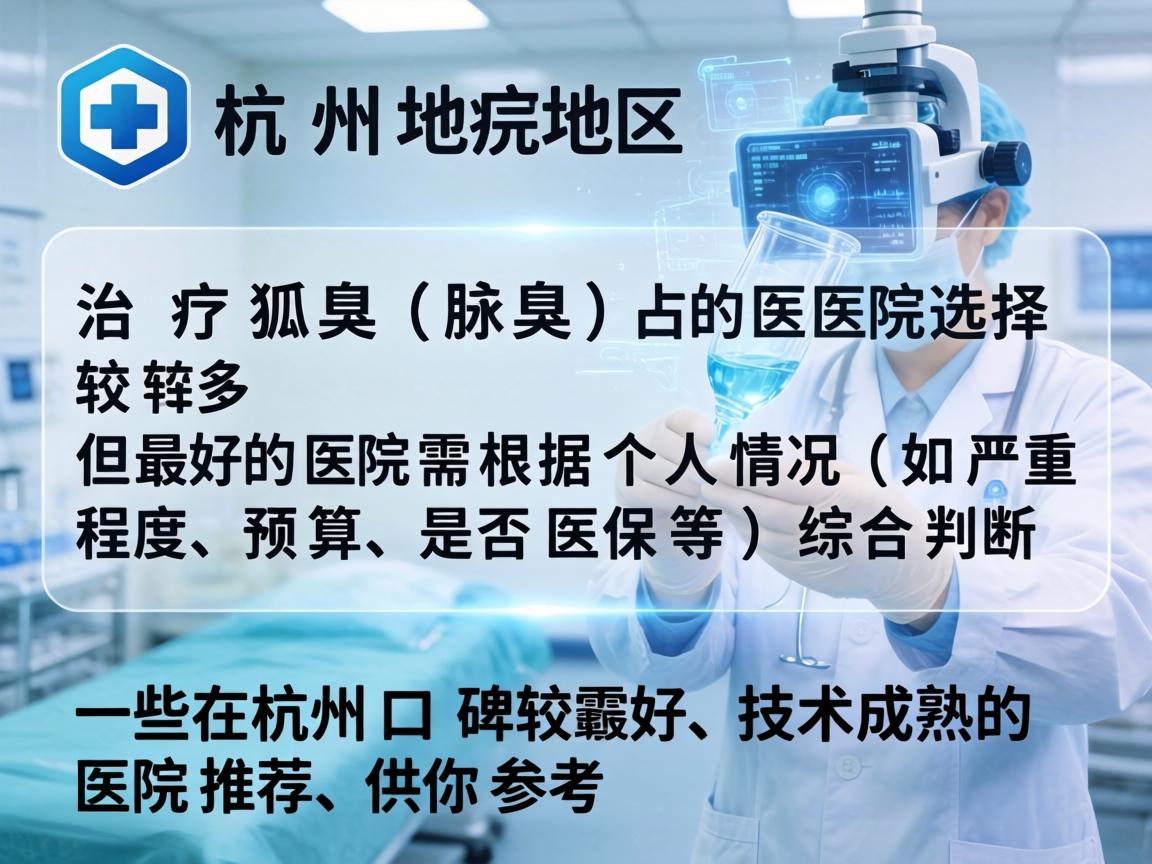 杭州地区治疗狐臭（腋臭）的医院选择较多，但最好的医院需根据个人情况（如严重程度、预算、是否医保等）综合判断。以下是一些在杭州口碑较好、技术成熟的医院推荐，供你参考